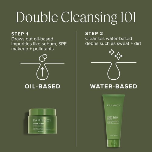 Farmacy Makeup Remover Cleansing Balm - Green Clean Waterproof Makeup Remover Balm + Oil Cleanser for Face - Gently Removes Make Up + SPF while Hydrating Skin (200ml)