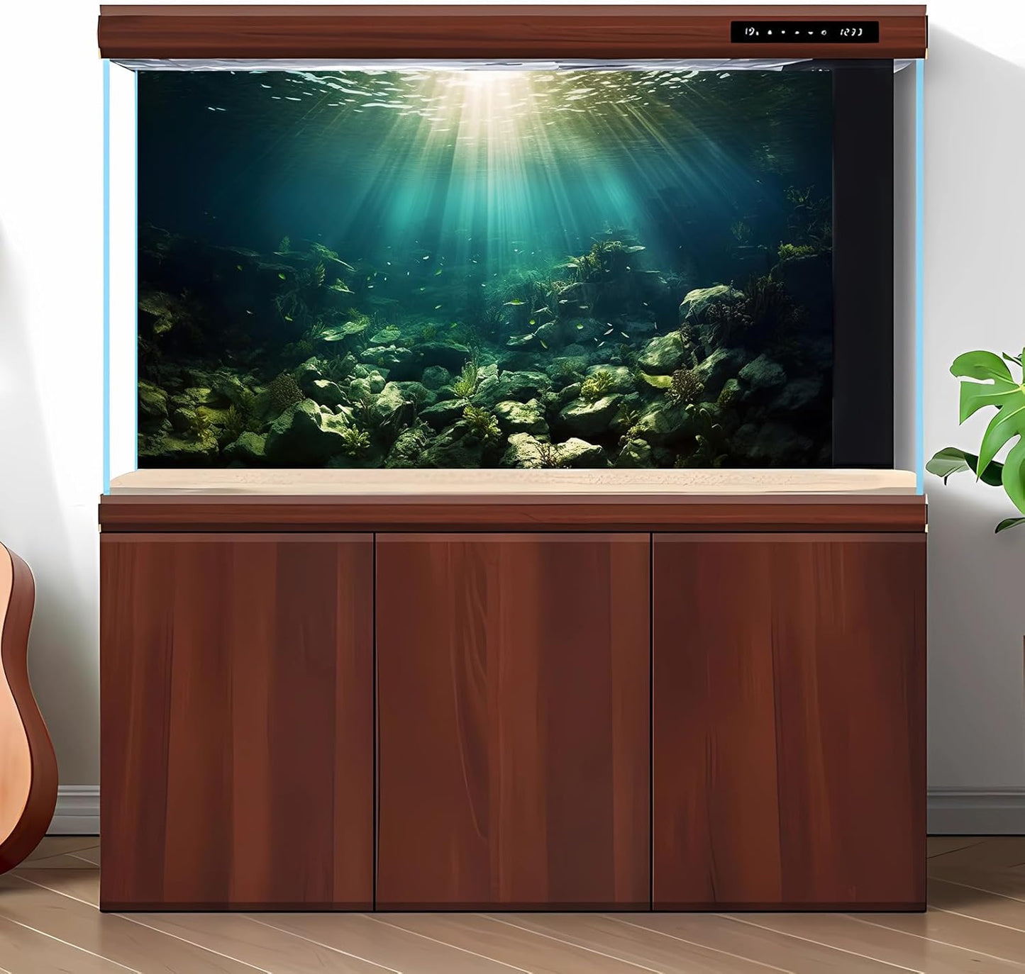 Deep Ocean Aquarium Background Under The Sea Fish Tank Background Underwater World Terrarium Backgrounds Ocean Floor Rock Aquatic Plants Aquarium Backdrop for Fish Tank Backgrounds Decors 48x20in