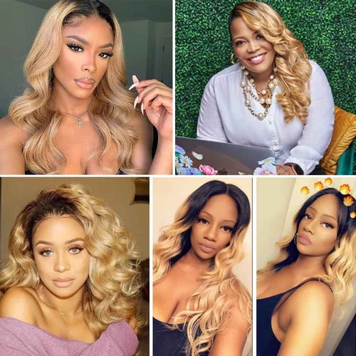 SOSEXY 1B27 Human Hair Wig Body Wave Lace Front Wigs Human Hair 180% Density Pre Plucked Glueless 13x4 HD Lace Frontal Highlight Strawberry Blonde Wig 26 Inch