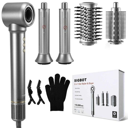 5 in 1 Hair Dryer Brush Set，Professional Blow Dryer Brush,High-Speed Hot Air Styler Wrap for Women,Multi Stylers - Volumize,Curl,Straighten,Frizz-Free,No Heat Damage