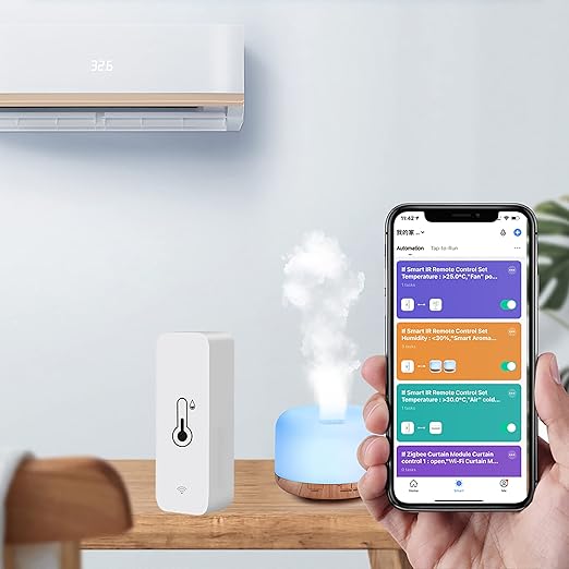 WiFi Thermometer Hygrometer Sensor, Wireless Temperature and Humidity Sensor for Indoor and Outdoor Use with Remote App Notification Alarm, Works with The Tuya App (1 Pack)