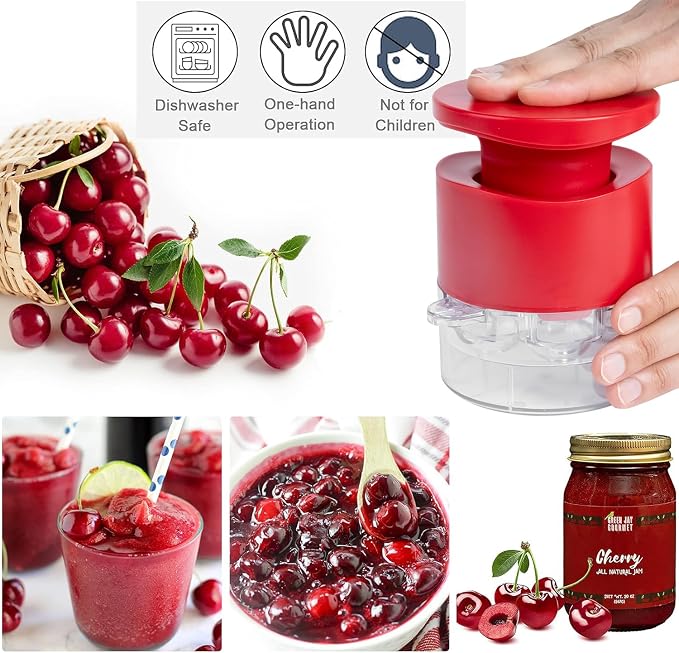 Cherry Pitter Tool 7-in-1, Portable Cherries Seed Remover, Fruit Pit Core Remover for Make Fresh Cherry Dishes, Cherry Pie and Jam and Cocktail Cherries