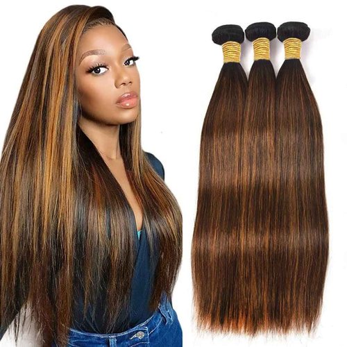 Condescension Human Hair Bundles 26 28 30 Inch Chocolate Brown P4/30 Straight Bundles Human Hair 100% Unprocessed Soft Sewn In Hair with Double Weft for Black Women