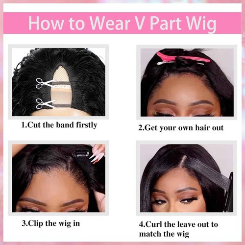 V Part Wig Human Hair Body Wave Upgrade With Clips Brazilian Virgin Human Hair V Part Wigs For Black Women Glueless Beginner Friendly 20Inch