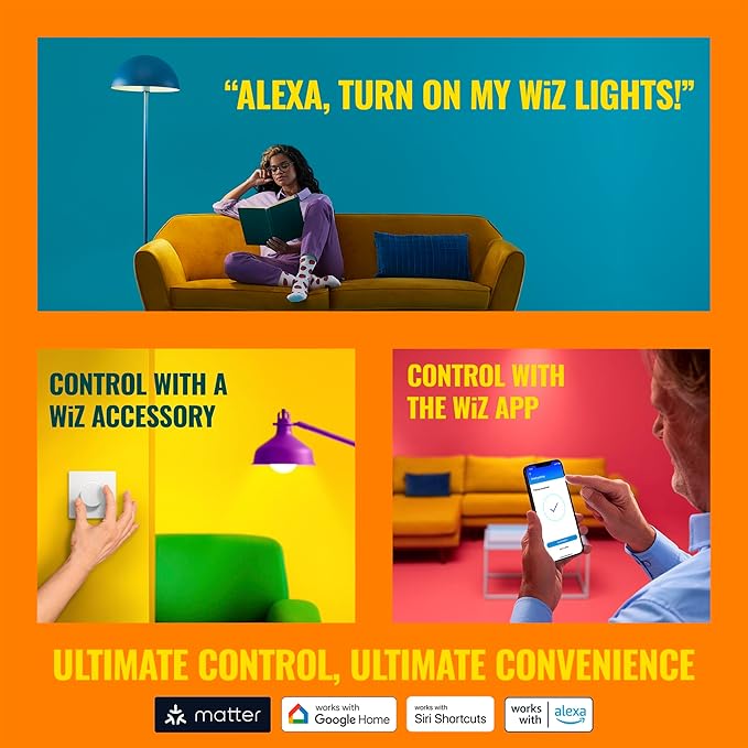 WiZ Connected 100W A21 Soft White LED Smart Bulb 1-Pack - E26- Indoor - Connects to Your Wi-Fi - Control with Voice or App + Activate with Motion - Matter Compatible