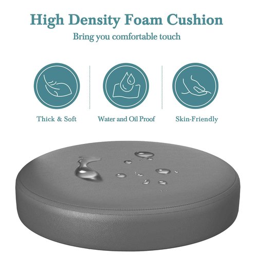 HOOMIC Rolling Stools with Wheels Salon Office Shop Bar Adjustable Spa Tattoo Massage Medical Swivel Drafting Stool with PU Leather Cushioned in Grey