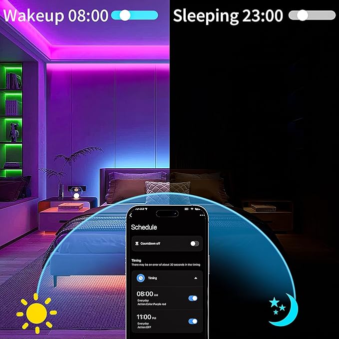 KSIPZE 100FT LED Strip Lights, RGB LED Lights for Bedroom, Smart APP Control LED Lights, Music Sync, DIY Multiple Colors, Flexible Color Changing LED Strip Lighting for Home Room Decor