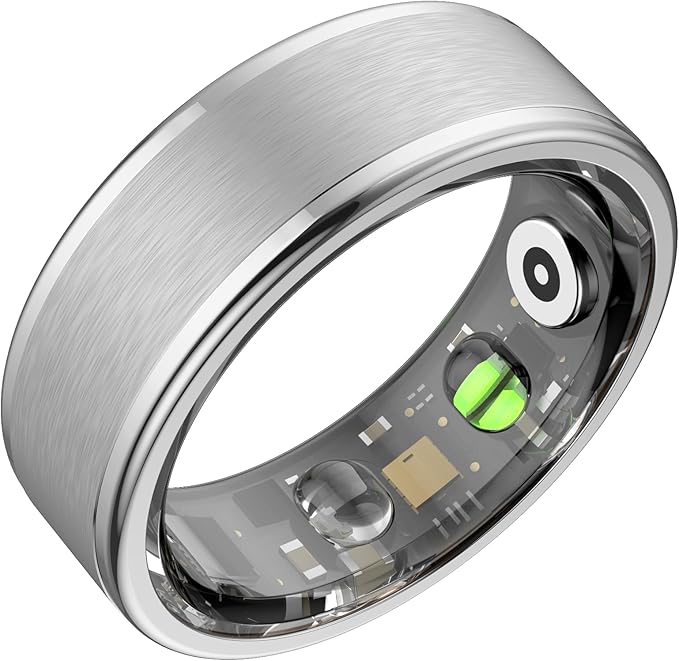 Smart Ring for Women Men,Fitness Ring with 24/7 Activity Tracking,Stress,Sleep Monitoring,No APP Subscription Fees,Compatible with iOS & Android, HarmonyOS Silver, 12#