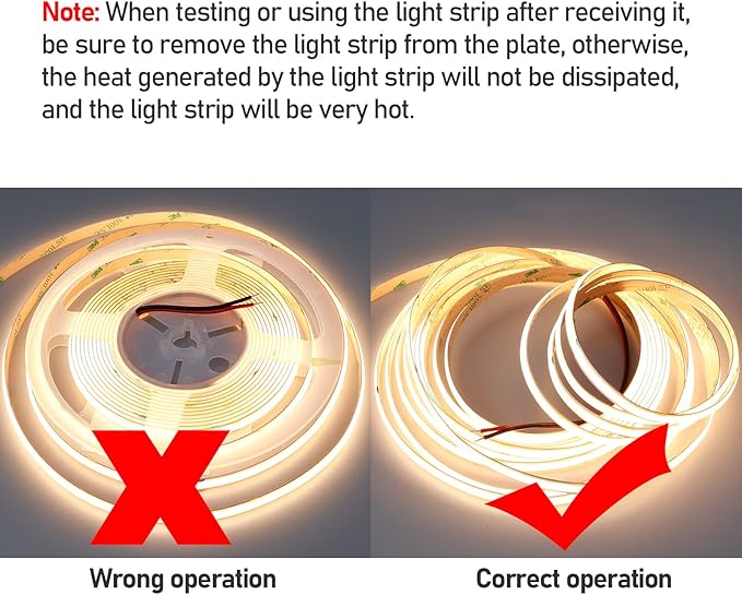 GOMING 32.8ft(10M) 24V Double Row COB LED Strip Light Warm White 3000K 6000LEDs CRI 93+ 20000lm Uniform Glow Dotless IP20 Not Waterproof Flexible LED Tape Lights for DIY Home Decor(No Power Supply)
