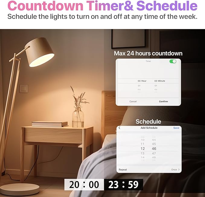 ORALUCE Smart Light Bulb Compatible with Alexa & Google Home, C37 E12 LED Light Bulb 40W Equivalent, 2.4GHz WiFi & Bluetooth Color Changing APP Dimmable, Multicolor LED Bulb 450 Lumens,2P