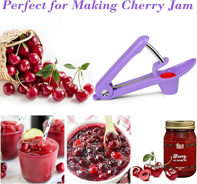 Cherry Pitter Tool Pit Remover, Cherry Core Remover Tool with Space-Saving Lock Design, Heavy-Duty Cherry Pit Remover for Kids / Making Cherry Jam