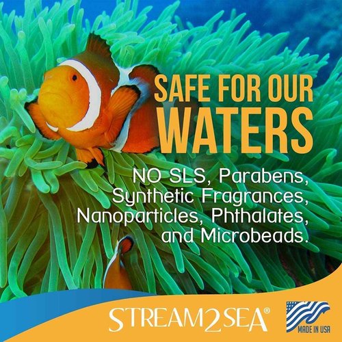 STREAM 2 SEA Leave-in Conditioning Shampoo and Body Wash - Natural, UV Absorbent, Sulfate-Free Hair and Body Cleanser, Detangles and Conditions
