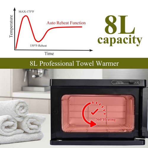 Retain Time 8L Professional Towel Warmer, Hot Towel Warmer, The RetainTime Towel Warmer is Suitable for Salons, Beauty, Spas, Pedicures and Other Professional Stores.(Black Towel Warmer)