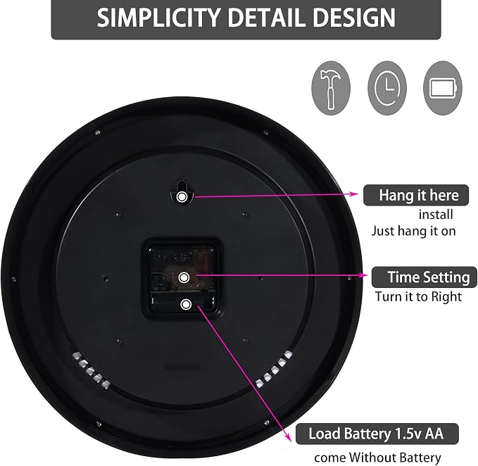OceeK Black Wall Clock Silent Non Ticking 10 Inch, Modern Wall Clocks,Small Analog Clocks Quality Quartz Battery Operated