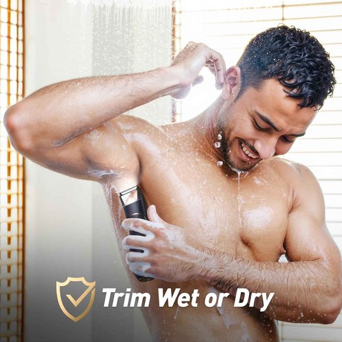 LGTGH Body Hair Trimmer for Men: Pubic Hair Trimmer with Mirror & LED Light - Electric Ball Shavers with Ceramic Blades & Travel Lock - Body Groomer IPX7 Waterproof Use for Groin/Chest/Legs
