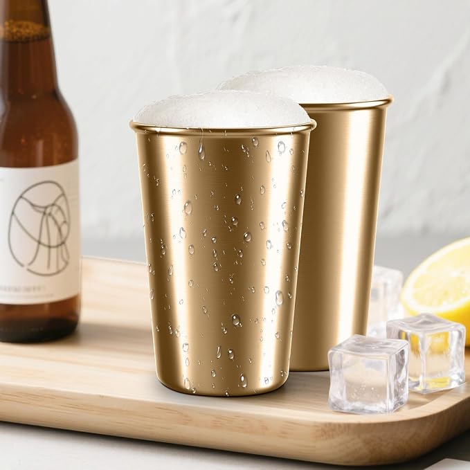 5 Pack 10 oz Stainless Steel Pint Cups,Stainless Steel Cup,Pint Cup Tumbler，water Tumbler,Stackable,Reusable,BPA Free