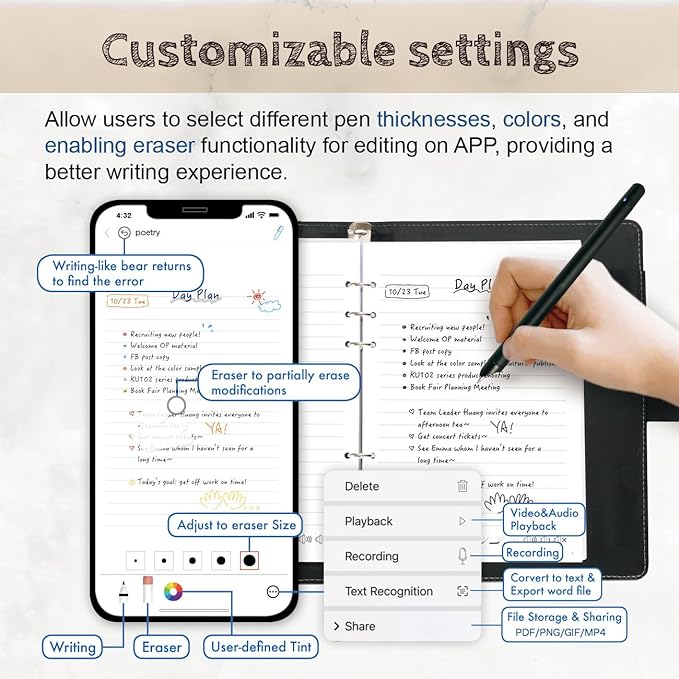 Ophaya Digital Smart Pen Smart Notebook and Board Writing Set for Note Taking | Gifts for Adults Women Men Coworkers Teachers Students Friends | Sync Paper Notes to Phone Instantly | Convert to Text