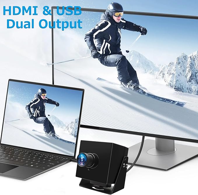 MMlove HDMI USB Camera 4K 30FPS Webcam USB2.0/HDMI Simultaneous Output 80° Wide Angle H.264 2X Digital Zoom PC Streaming Web Camera USB Plug & Play for Linux Windows Android Mac Raspberry Pi
