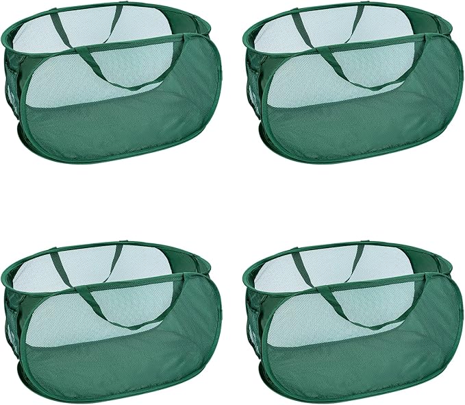 4 Pcs Mesh Popup Laundry Hamper, Opening Laundry Basket,Popup Laundry Basket with Durable Handles,Foldable Pop-up Mesh Hamper Dirty Clothes Basket for Clothes & Laundry-Home Organization