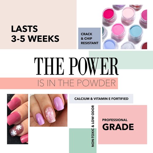 Revel Nail Dip Powder Nail Kit, 12 Pink & Red Shades, Chip Resistant Dip Powder for Nails with Vitamin E and Calcium, DIY Manicure Set, Made in USA