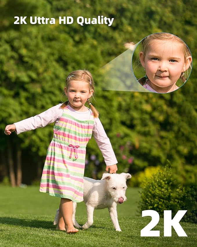 CKK 2K Security Camera Outdoor Corded Power, 3MP PTZ WiFi Home Security Camera - 2.4G/5G Dual-Band, 360° Pan-Tilt, Color Night Vision, Motion Alerts, 2-Way Audio, 24/7 Recording, Waterproof