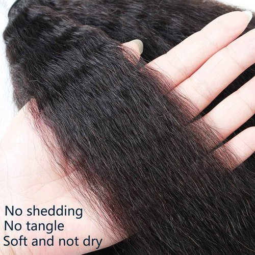 LINYINGYH Kinky Straight Bundles Human Hair Yaki Straight Bundles Weave 12 14 16 inch Real 100% Unprocessed Brazilian Remy Hair Extensions Natural Color 12a