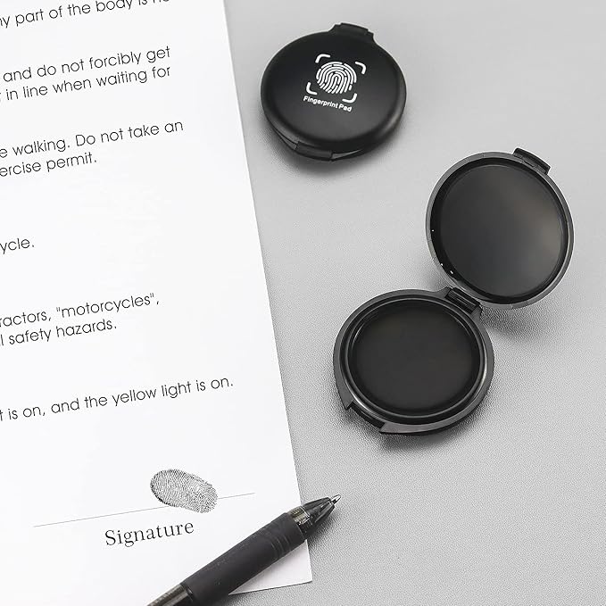 2 Pack Thumbprint Fingerprint Ink Pad for Notary Supplies Identification Security ID Fingerprint Cards Law Enforcement Fingerprint Black Stamp Ink pad