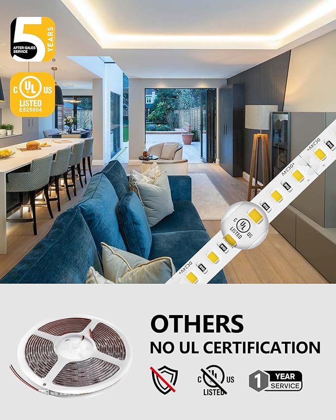 EMITEVER LED Strip Lights Neutral White, 4000K 24V LED Tape Light 16.4ft, UL Listed, Ra 95+, IP30, 2.9W/ft, 240+Lumens/ft, 600LEDS/Spool, UL Listed 5 Year Warranty (Power Supply Sold Separately)