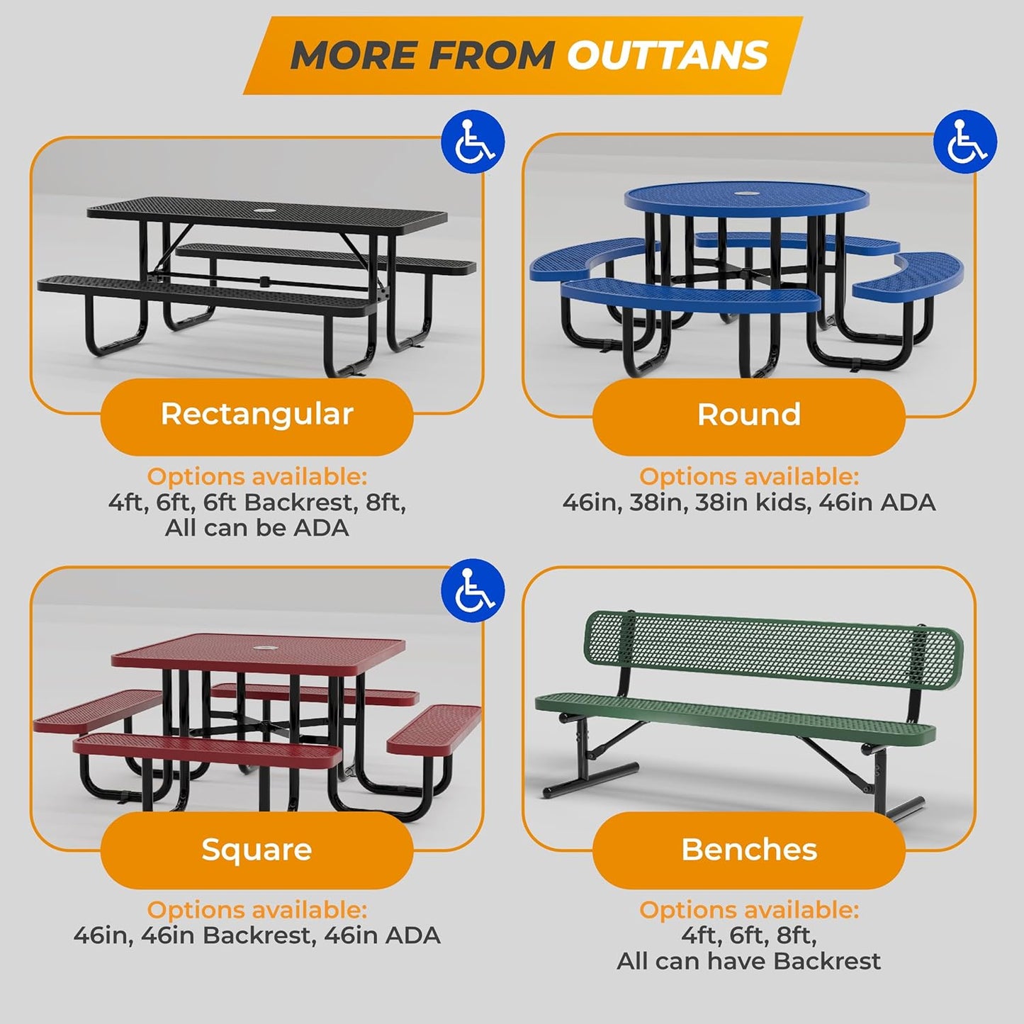 Heavy-Duty Outdoor Metal Bench, Thermoplastic-Coated, Inground, Weatherproof, Commercial-Grade for Parks, Gardens, Patios, Stores & More (6 Ft - Inground with Back, Red)