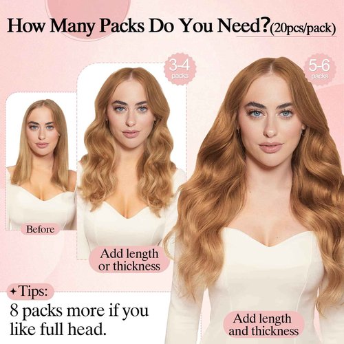 SEGO Double-Stitched Tape in Hair Extensions - Invisible, Long Straight Human Hair for Women, 20 Inch, #60 Platinum Blonde, 20pcs 46g
