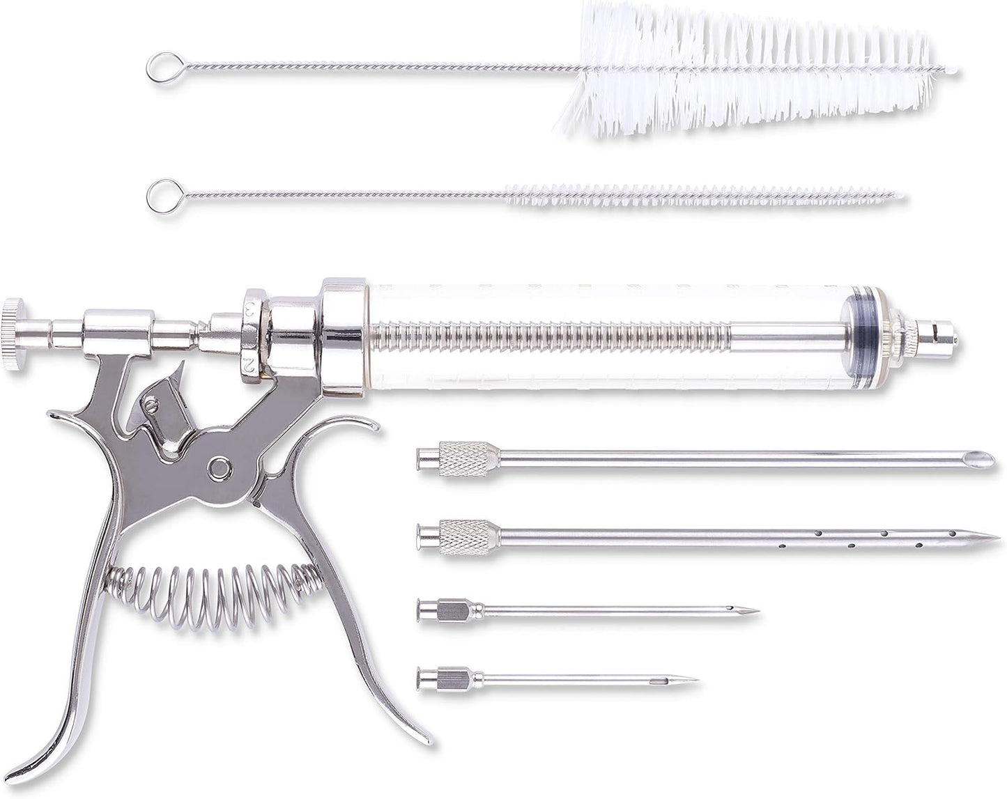 J&B Goods Professional Automatic BBQ Meat Marinade Injector Gun Kit with Case, 2 oz Large Capacity Barrel and 4 Commercial Grade Marinade Needles.