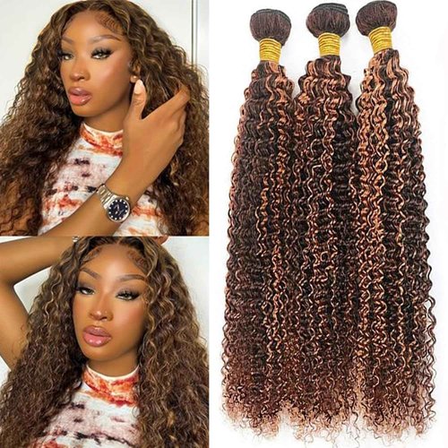Condescension Human Hair Bundles 22 24 26 Inch Chocolate Brown P4/30 Jerry Curly Bundles Human Hair 100% Unprocessed Soft Sewn In Hair with Double Weft for Black Women