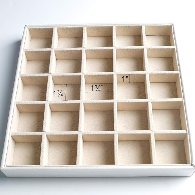 Frebeauty Earring Organizer Classic Jewelry Box 50 Slots Double Layer Jewelry Storage Case with 6 Necklace Hook and Bracelet Pocket(Pearl White)