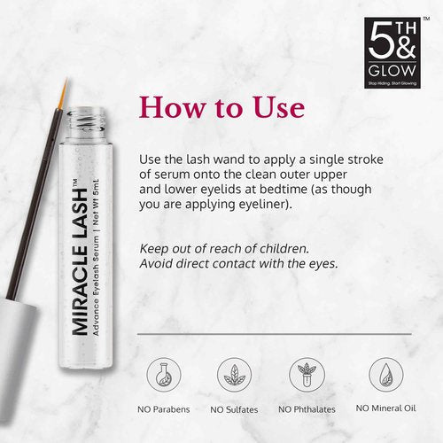 Miracle Lash - Serum for Eyelash Growth - Lash Enhancing Serum to Nourish, Hydrate & Strengthen Lashes – Helps Brittle, Damaged Lashes Look Thicker, Fuller & Longer – Gentle Formula
