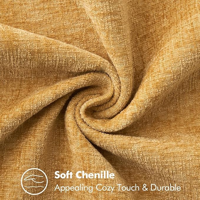 MIULEE Pack of 2 Summer Couch Throw Pillow Covers 20x20 Inch Gold Mustard Yellow Farmhouse Decorative Pillow Covers with Stitched Edge Soft Chenille Solid Dyed Pillow Covers for Sofa Bed Living Room
