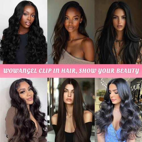 WOWANGEL Clip in Hair Extensions Human Hair,24" Seamless Clip Ins No Damage,7pcs 120g Remy Hair Reusable for Daily Styling,Weddings,Events,Dark Brown(2#)