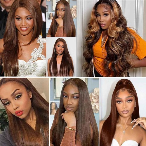 Habiliana Bundles Human Hair 24 26 28 Inch Straight Dark Brown 4 Human Hair Bundles 11A Unprocessed Brazilian Virgin Quick Weave Hair Extensions for Black Women
