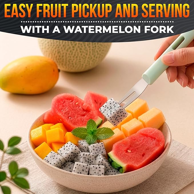 3-in-1 Watermelon Slicer Tool — Stainless Steel Portable, Mess-Free Multi-Use Kitchen Gadget for Summer Picnic, BBQ, Pool Party, Family Hosting, Hostess Gift — Watermelon Cutter Slicer Tool Kit