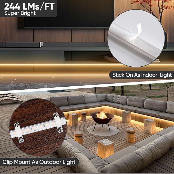 Shine Decor LED Strip Light Super Bright 4000LM, Plug&Play 120V Driverless Easy Wiring, Flicker Free Weatherproof for Outdoor Indoor, Min. 3.9” Cuttable Stickable, 2800K Warm White 16FT ETL Listed