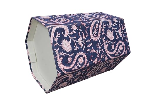 Generic 3.3 Gallon Cotton Hand Block Printed Paper Waste Basket |Small Decorative Trash Can for Housewarming Gifts in Living Room, Bedroom, Bathroom | Eco-Friendly, Plastic-Free (1, BLUE PINK MUKAT)