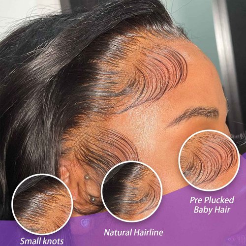 Starmo Body Wave 13x4 HD Lace Front Human Hair Wigs for Women 150% Density Glueless Natural Black 24 Inch