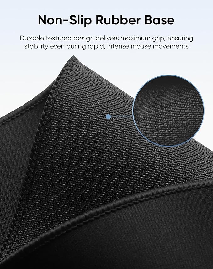 Reniteco Large Gaming Mouse Pad with Durable Stitched Edges, Non-Slip Rubber Base, Black Mousepad Mouse Mat Desk Pad for Home Office Gaming, 35.4''x15.7''x0.12'', Black