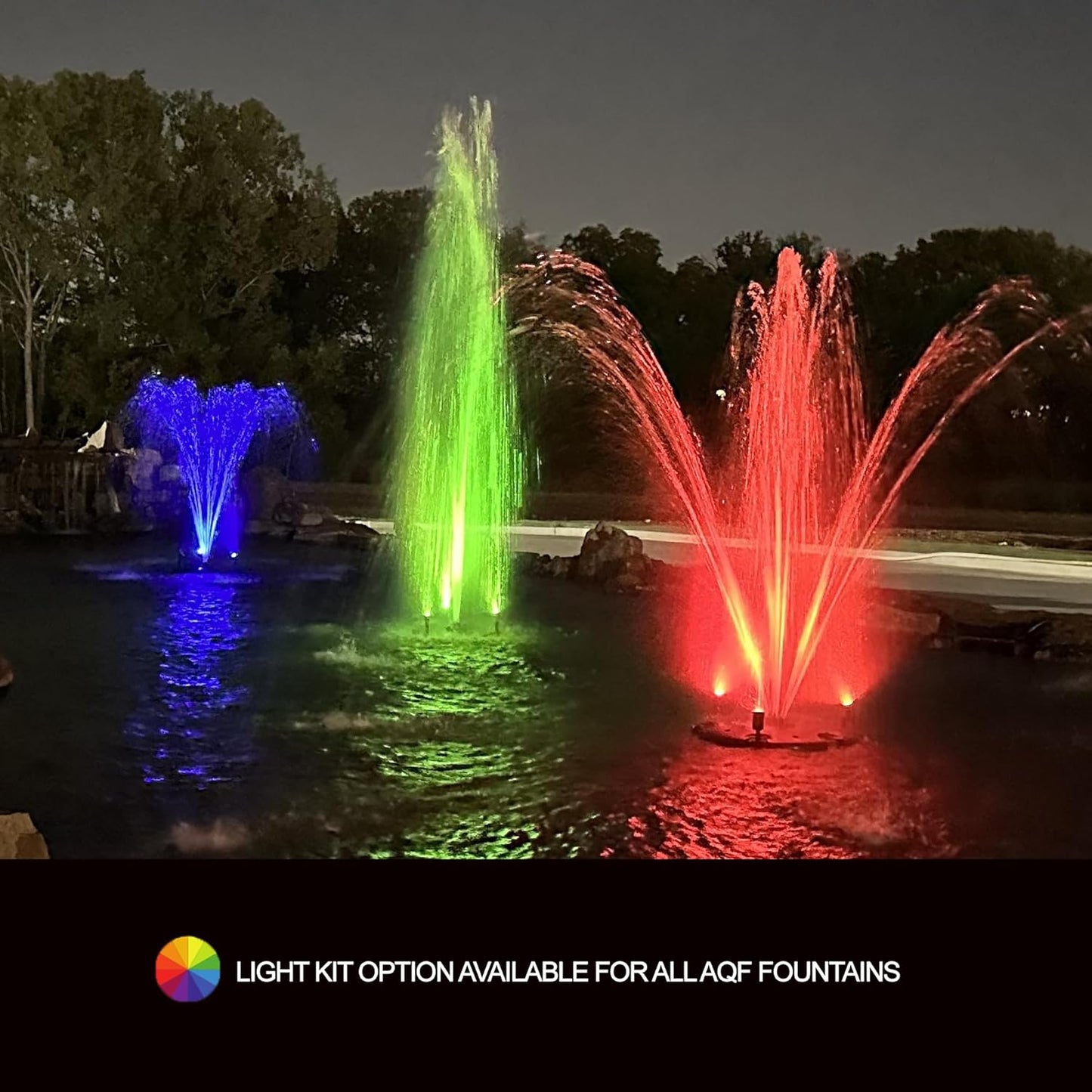 HALF OFF PONDS Floating Fountain – 1/3 HP Pond Aerator, 100' Cord – 5,200 GPH Water Pump – 9 Spray Patterns - Color-Changing LED Lights & Control Box - for Ponds & Water Gardens