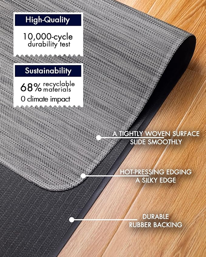 Baroyal Office Chair Mat for Hardwood Floor Under Desk Computer Rolling Chair Mat for Wood/Tile Floor Non-Slip Heavy Duty Desk Rug PVC Plastic Hard Floor Protector 48" x 60" (Gray)