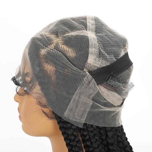 360 Full Lace Jumbo Braided Wigs for Black Women 32inch Knotless Braids Glueless Wigs No Cornrow Long Jumbo Box Braided Wig With Baby Hair (1B, 32inch)