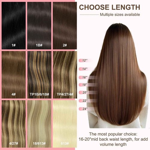 GEELOOK Clip in Hair Extensions Real Human Hair 120g 20 inch Ash Blonde/Lightest Blonde #18/613 Color 7pcs Remy Human Hair Extensions Clip in Straight Thick Natural Hair Extensions