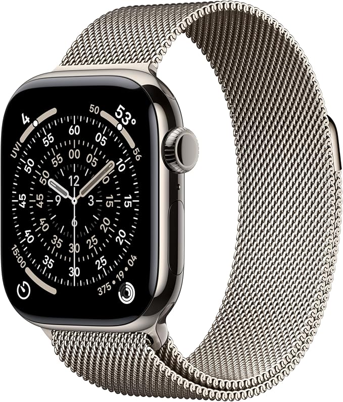 Apple Watch Series 11 [GPS + Cellular 42mm] Smartwatch with Natural Titanium Case with Natural Milanese Loop. Sleep Score, Fitness Tracker, Health Monitoring, Always-On Display, Water Resistant
