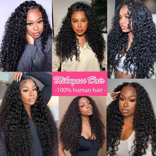 Mihugass Burmese Curly Clip in Hair Extensions #1B Natural Black Color Curly Clip ins For Women Brazilian Virgin Clip on Hair(22inch,#1B)