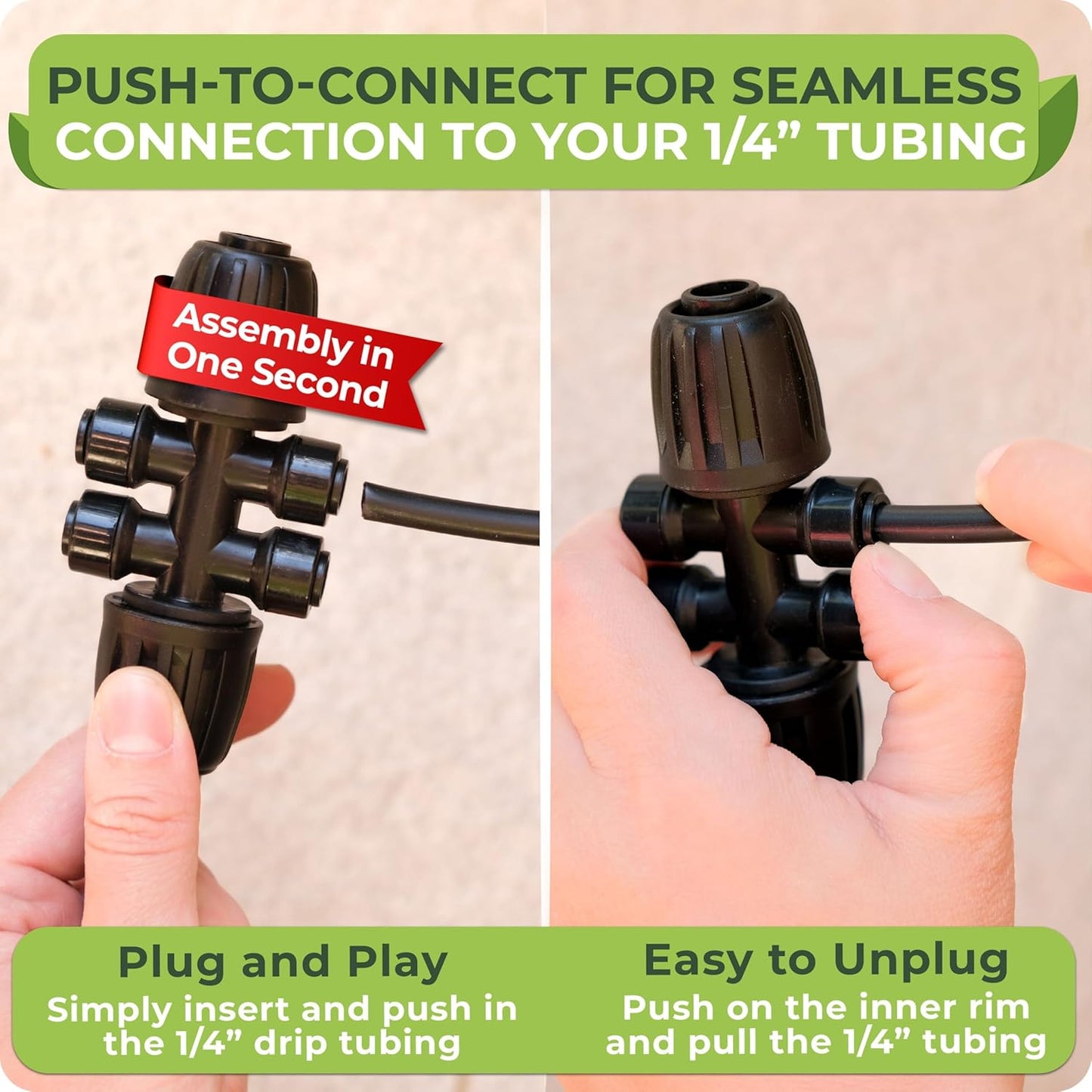 Carpathen Drip Irrigation Fittings Pack - Push-to-Connect Irrigation System Compatible - 3 x 4Way Coupler 1/2" to 1/4", 3 x 3 Way Tee T Shape Barbed 1/4 Drip Tubing Splitter, 5 x 1/4 End Plugs