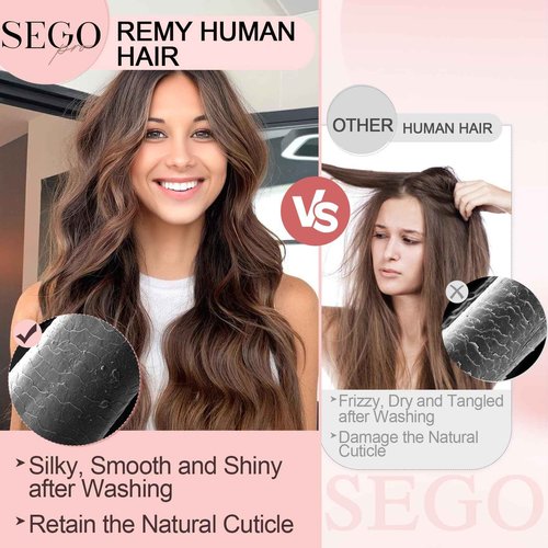 SEGO Pro 50pcs Nano Beads Hair Extensions Straight Nano Beads For Hair Pre-Bonded Seamless Nano Tip Real Human Hair，22Inch Dark Brown,50g